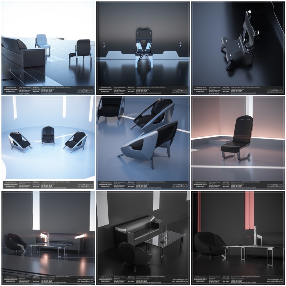 极简主义科幻环境和家具3D模型套装 MINIMALIST Sci-Fi Environment Set
