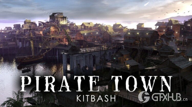Blender 木屋城镇资产3D模型 Artstation – Pirate Town – Kitbash