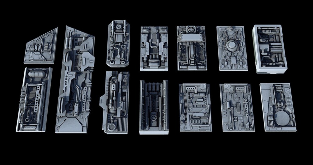 科幻飞行器宇宙飞船3D模型套装 Sci-Fi KitBash And Props Pack - Full Set