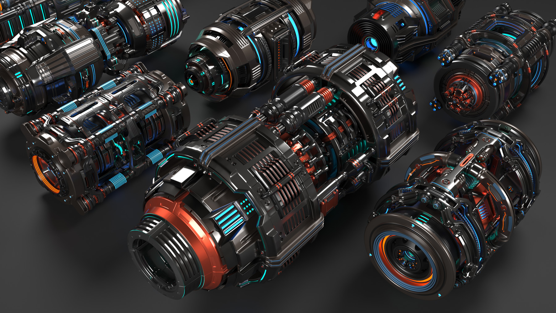 科幻引擎核心机械零件模型 3D 模型（FBX,OBJ,MAX）