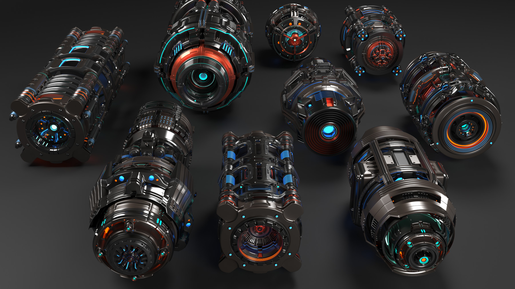 科幻引擎核心机械零件模型 3D 模型（FBX,OBJ,MAX）