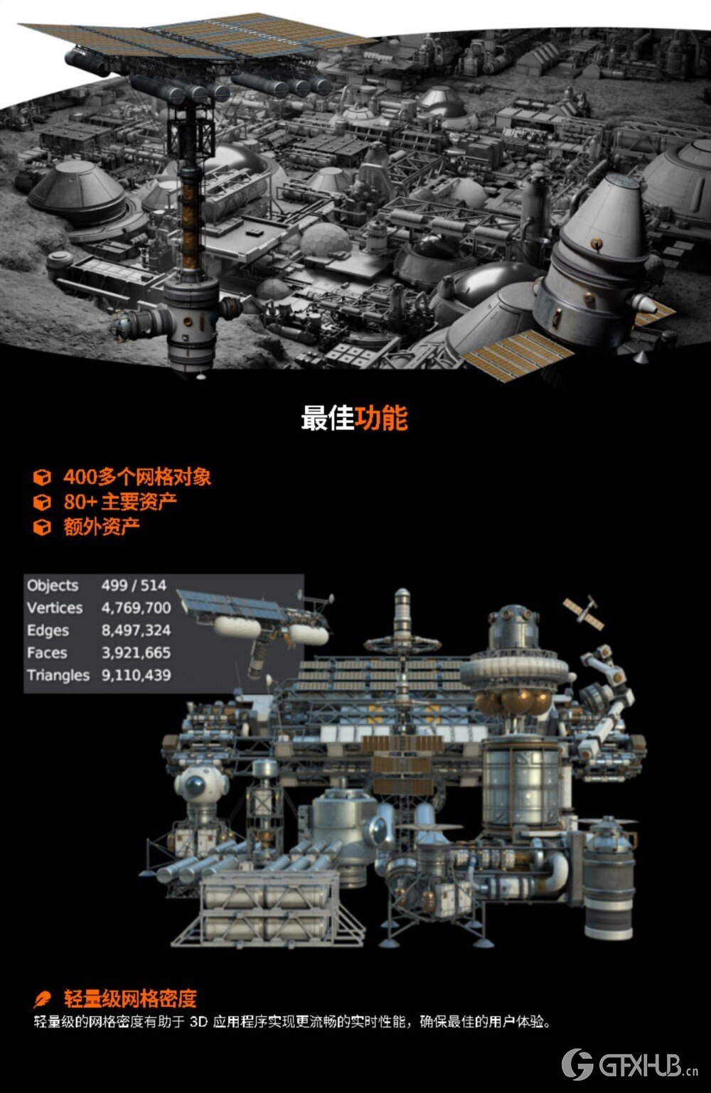 Blender 太空外星科幻空间站基地3D模型