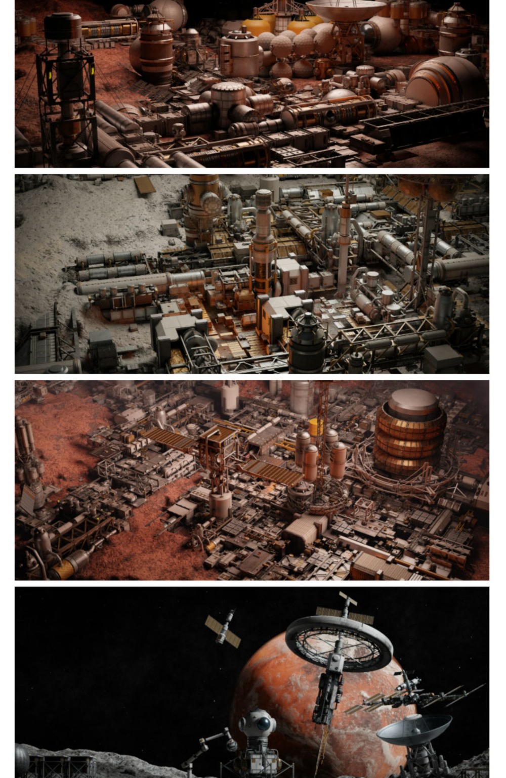 Blender 太空外星科幻空间站基地3D模型