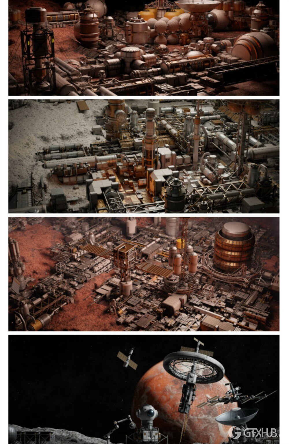 Blender 太空外星科幻空间站基地3D模型