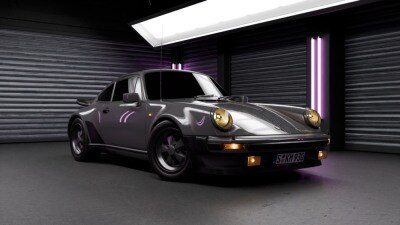 Blender 汽车室内渲染场景资产预设 Neon Garage – Automotive Render Environment