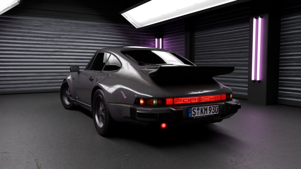 Blender 汽车室内渲染场景资产预设 Neon Garage – Automotive Render Environment