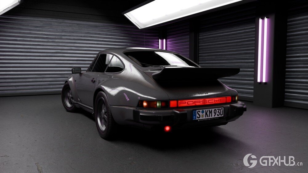 Blender 汽车室内渲染场景资产预设 Neon Garage – Automotive Render Environment