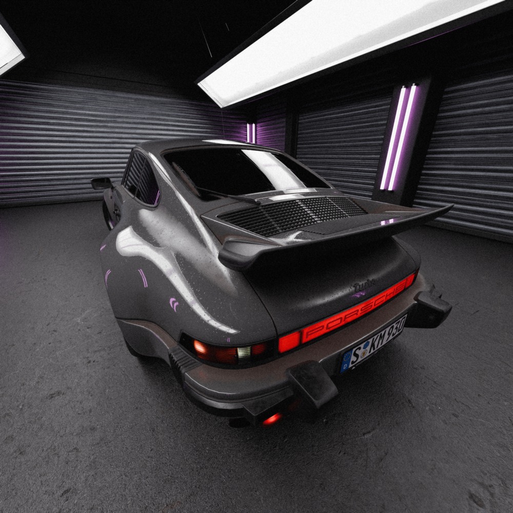 Blender 汽车室内渲染场景资产预设 Neon Garage – Automotive Render Environment