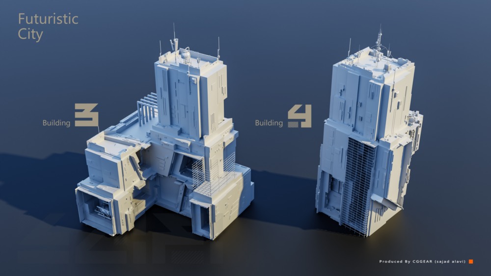 未来城市科幻建筑 Blender 3D 模型资产 Futuristic City Pack Vol 1