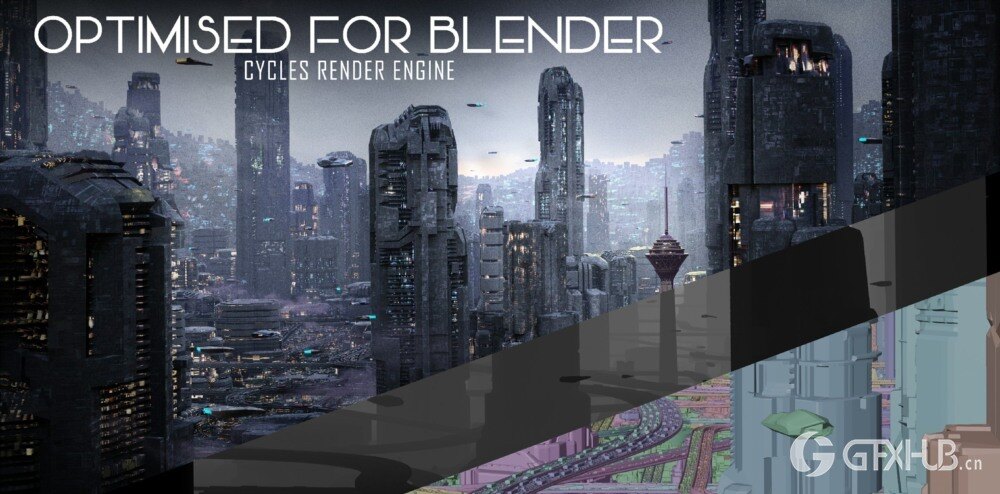 德黑兰2072未来城市科幻建筑 Blender 3D 模型资产