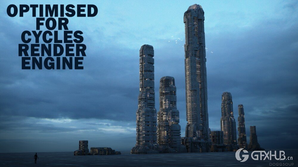 德黑兰2072未来城市科幻建筑 Blender 3D 模型资产