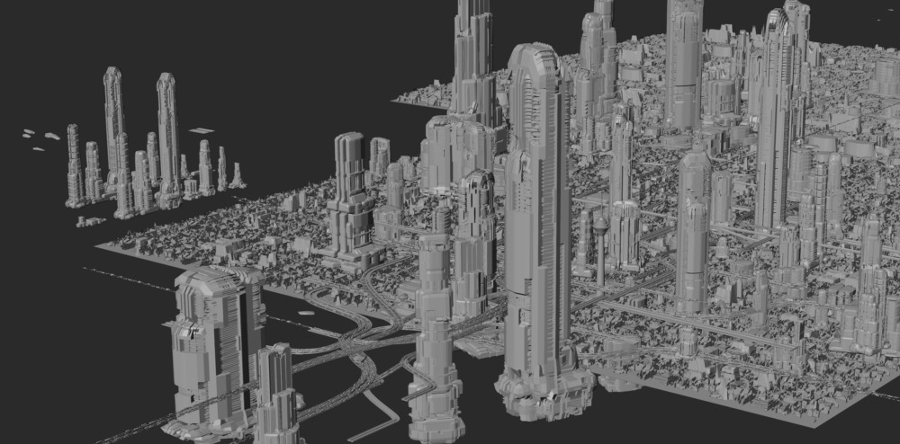 德黑兰2072未来城市科幻建筑 Blender 3D 模型资产