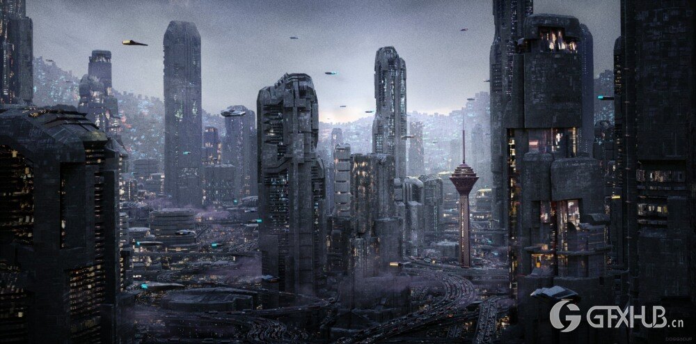 德黑兰2072未来城市科幻建筑 Blender 3D 模型资产