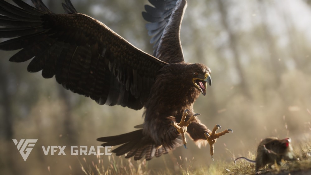 Blender 老鹰3D模型 Aquila Nipalensis Animation Rigged