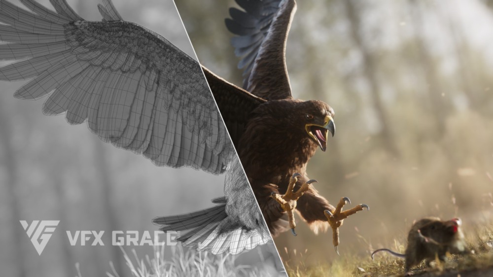 Blender 老鹰3D模型 Aquila Nipalensis Animation Rigged