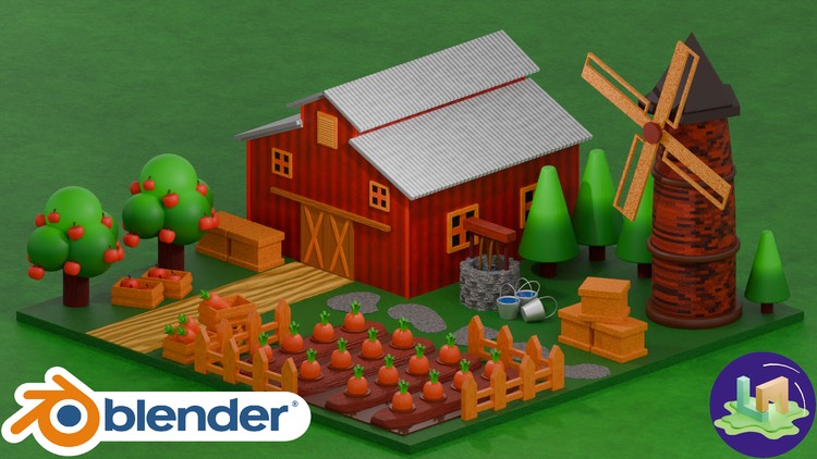 Blender 创建风格化的 3D 农场场景教程 Blender Cozy Farm Create a Stylized 3D Farm Scene