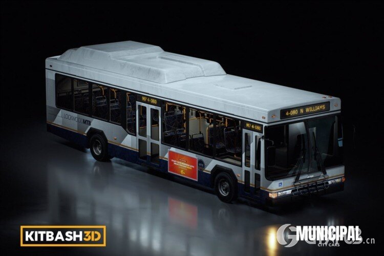 城市公交 3D 模型 KitBash3d – City Bus 3d Model