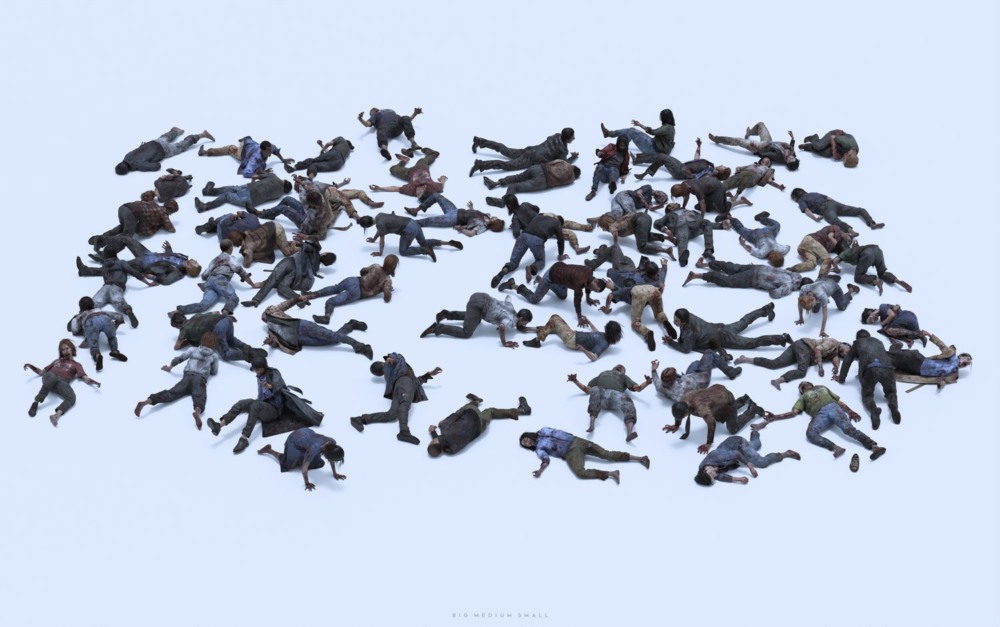丧尸感染人群人物角色3D模型资产 Big Medium Small - Infected（Blender/FBX/OBJ/UE5格式）