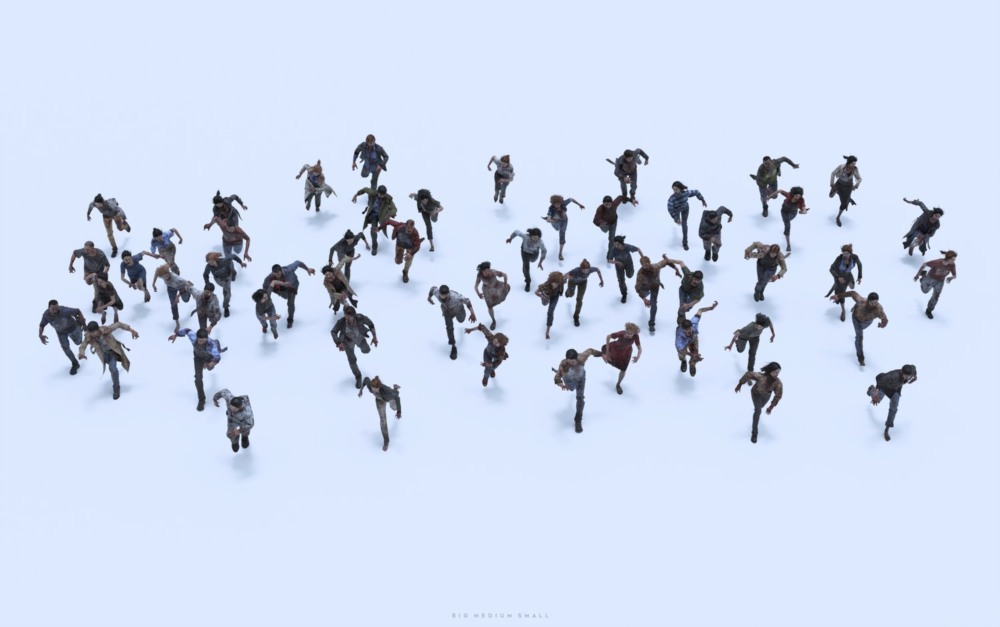 丧尸感染人群人物角色3D模型资产 Big Medium Small - Infected（Blender/FBX/OBJ/UE5格式）