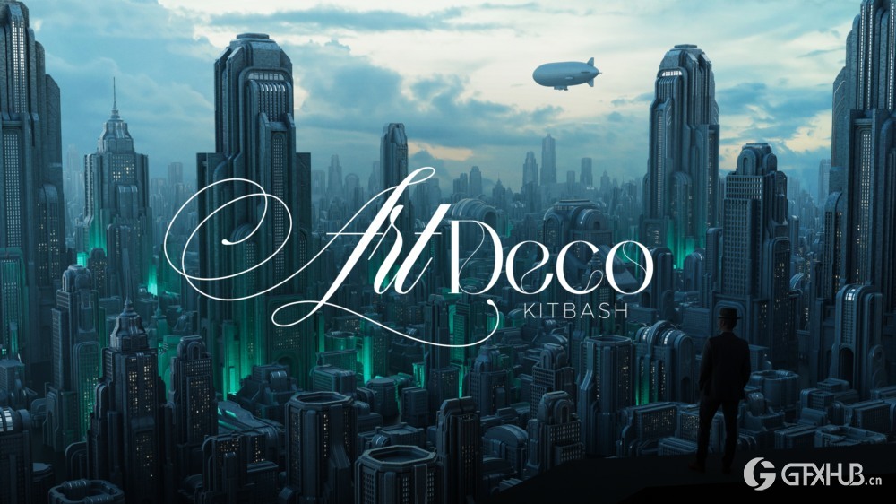 未来城市建筑3D模型资产 Art Deco – City Kitbash (Blender/FBX/OBJ格式)
