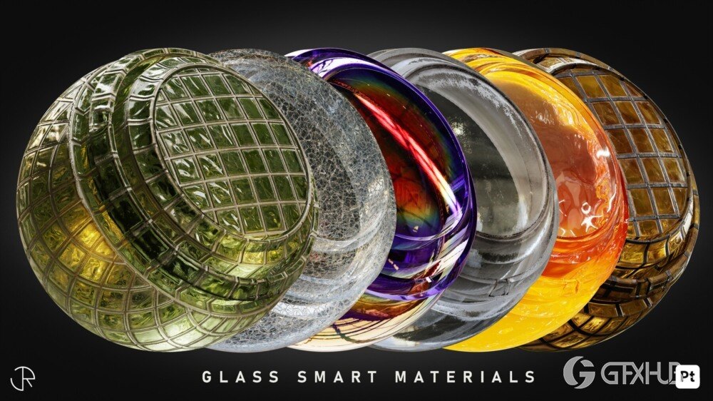 30 种高细节和完全可定制玻璃智能材质 Glass Smart Materials for Substance 3D Painter