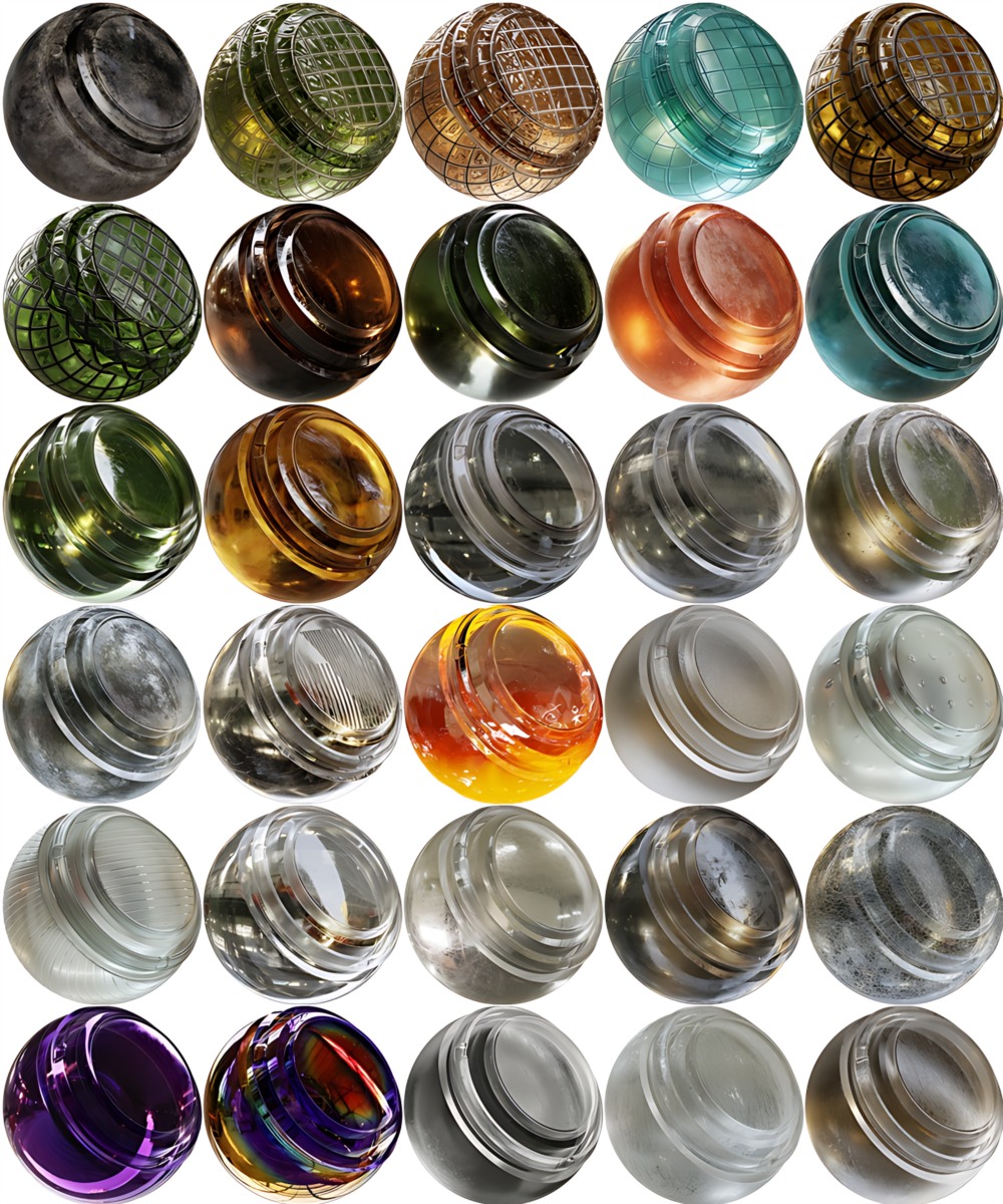 30 种高细节和完全可定制玻璃智能材质 Glass Smart Materials for Substance 3D Painter