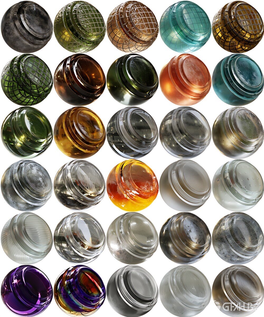 30 种高细节和完全可定制玻璃智能材质 Glass Smart Materials for Substance 3D Painter