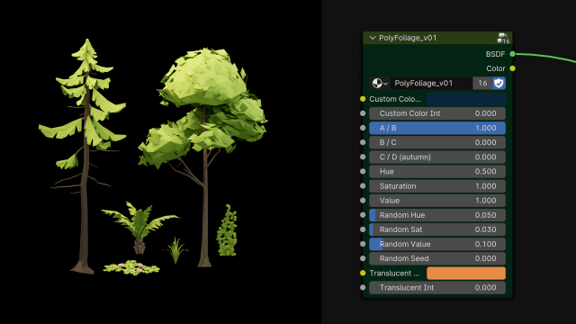 Blender 低多边形卡通自然植物花朵树木冰川 3D 模型资产预设