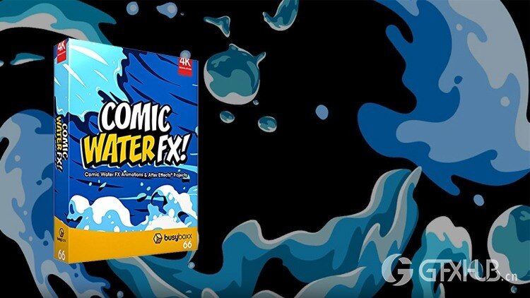 109个动漫卡通水流液体MG动画特效+AE模板 BusyBoxx - V66 Comic Water FX