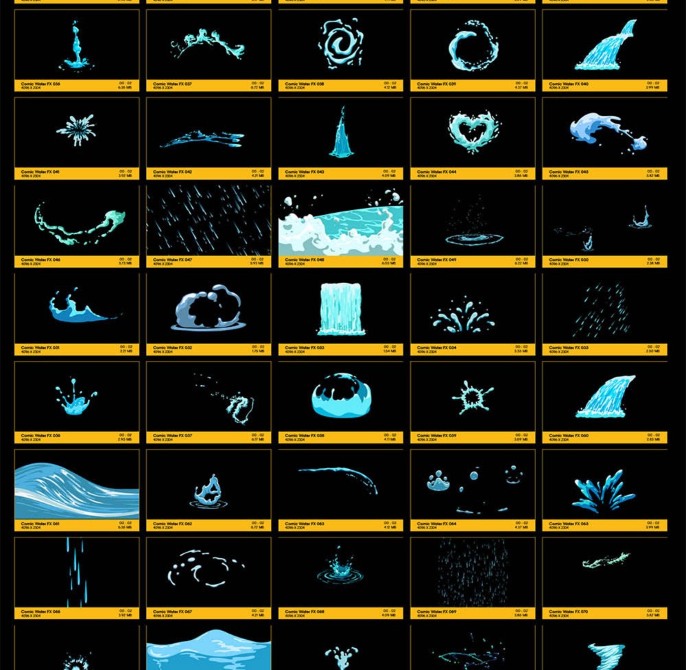 109个动漫卡通水流液体MG动画特效+AE模板 BusyBoxx - V66 Comic Water FX