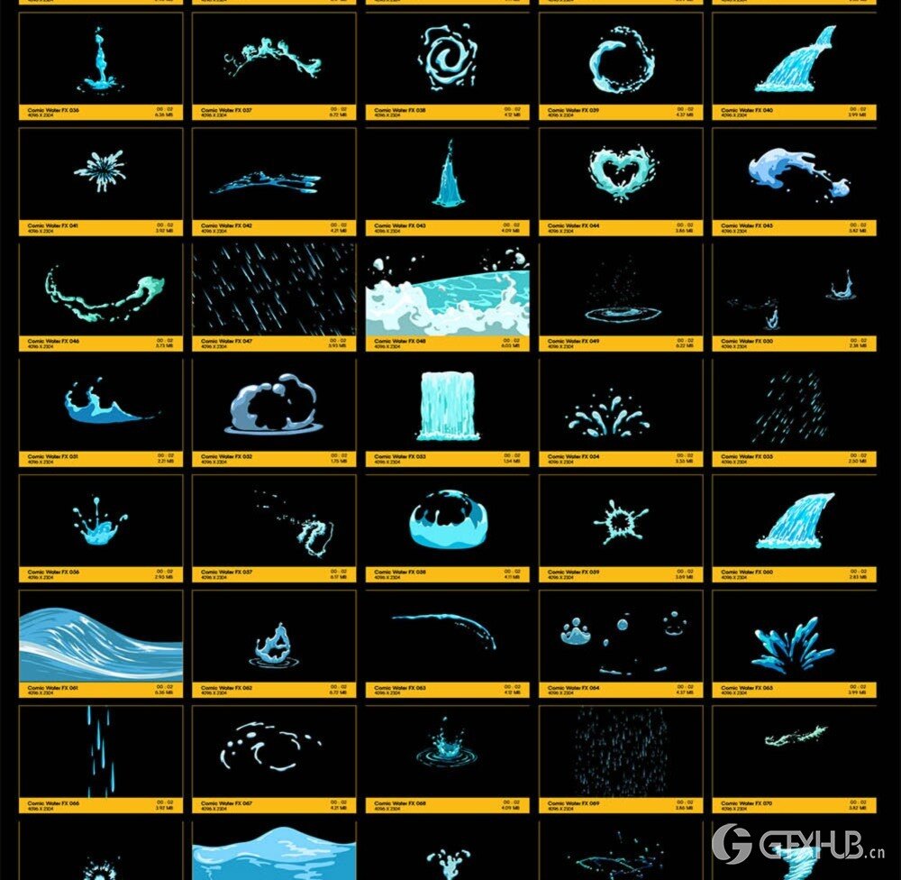 109个动漫卡通水流液体MG动画特效+AE模板 BusyBoxx - V66 Comic Water FX