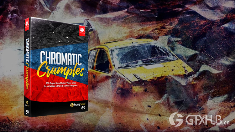 100个创意动态定格彩色纸张褶皱叠加动画 BusyBoxx - V69 Chromatic Crumples