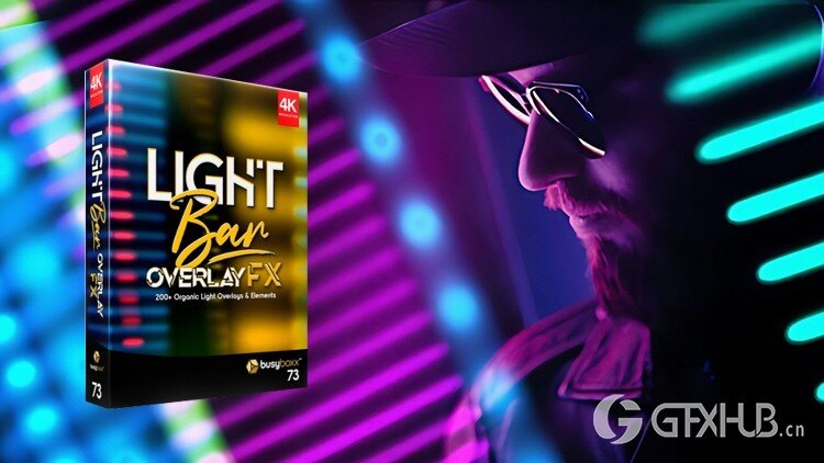 211个霓虹灯光条快速划过闪烁叠加动画 BusyBoxx – V73 Light Bar Overlay FX