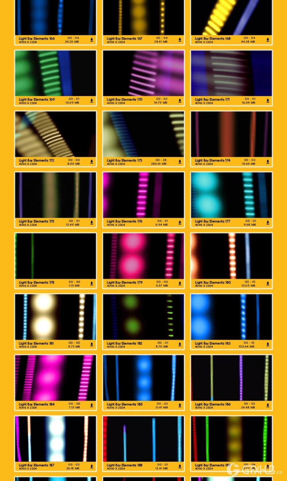 211个霓虹灯光条快速划过闪烁叠加动画 BusyBoxx – V73 Light Bar Overlay FX