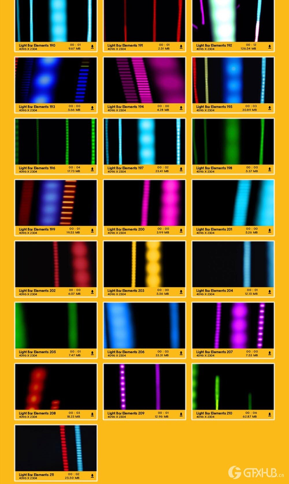 211个霓虹灯光条快速划过闪烁叠加动画 BusyBoxx – V73 Light Bar Overlay FX