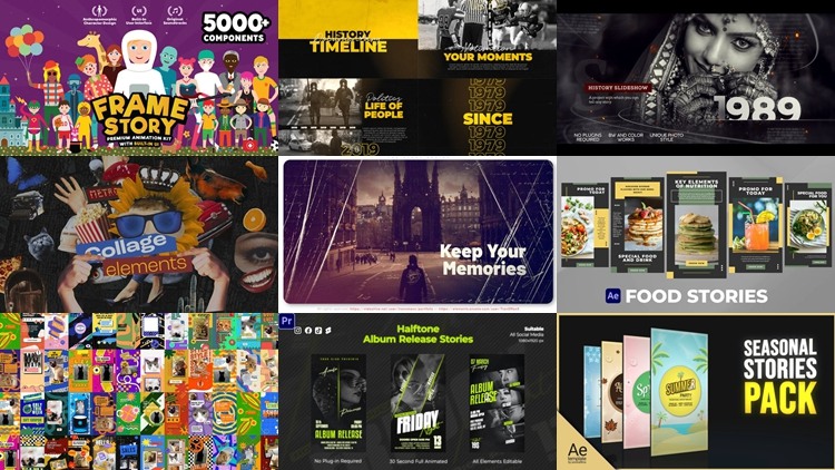 22组竖屏排版封面海报宣传设计包装动画 Videohive - Stories for After Effects