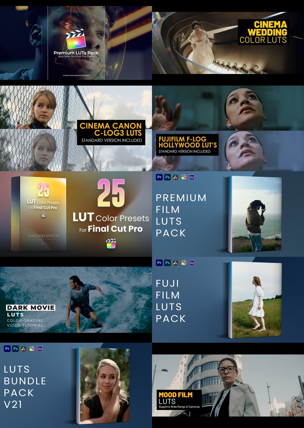 40组视频剪辑LUTs调色预设合集 Envato Elements Videohive - LUTs