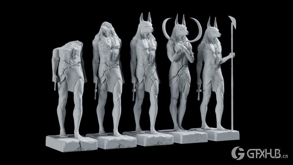 阿努比斯雕像3D模型 Anubis Statues