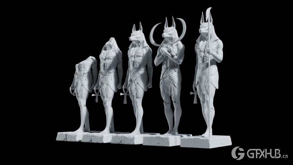 阿努比斯雕像3D模型 Anubis Statues