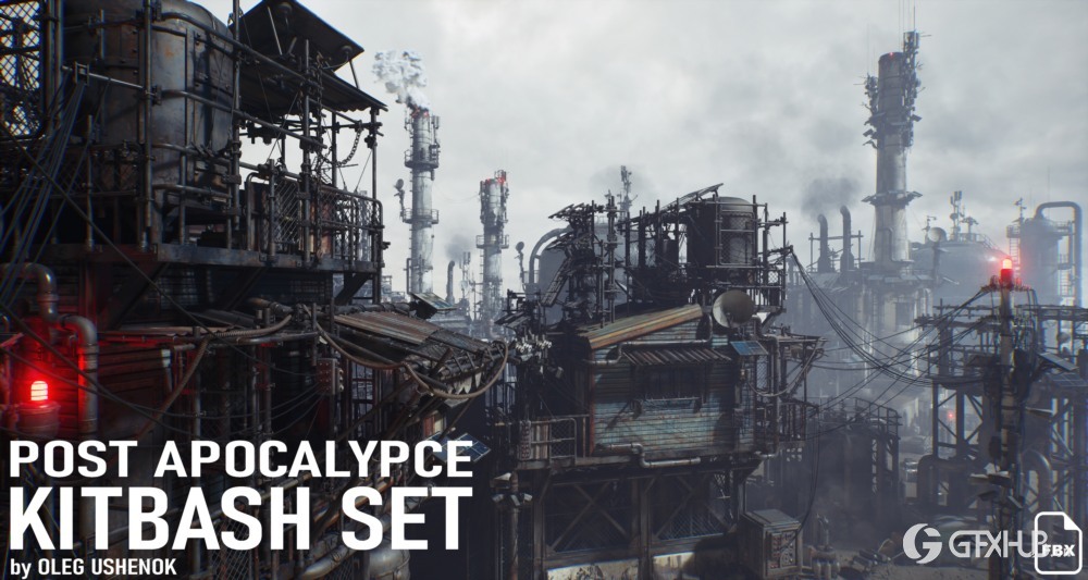后启示录幸存者环境3d模型套件套装 Post Apocalypse Survivor Environment Kitbash set