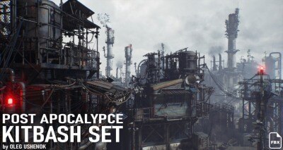 后启示录幸存者环境3d模型套件套装 Post Apocalypse Survivor Environment Kitbash set