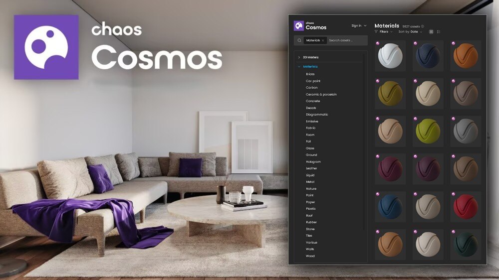 Chaos Cosmos 材质预设资源库完整版（更新至 2025 年 7 月）适用 3Ds Max+Maya - GFXHUB