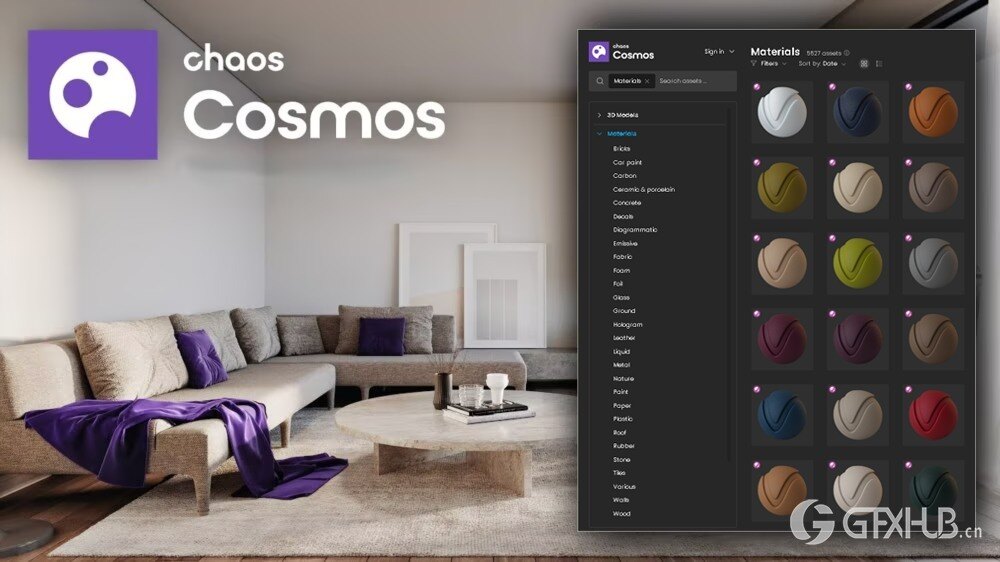 Chaos Cosmos 材质预设资源库完整版(更新至 2025 年 7 月)适用 3Ds Max+Maya