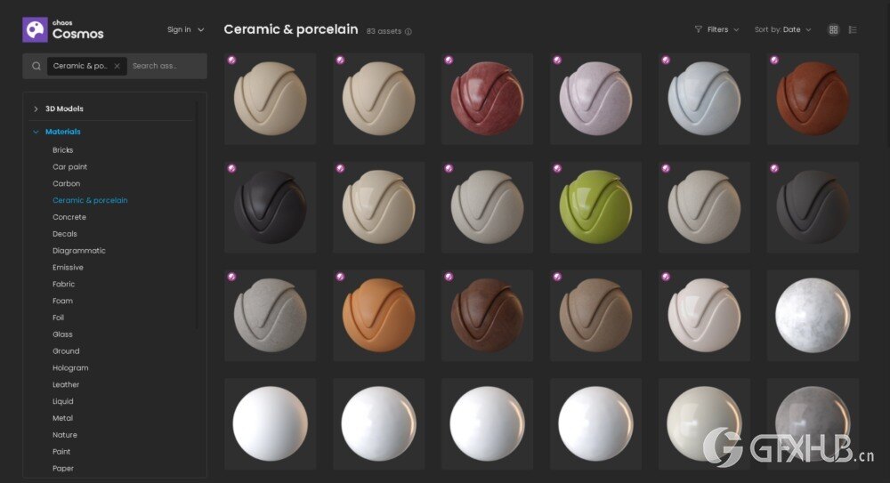 Chaos Cosmos 材质预设资源库完整版（更新至 2025 年 7 月）适用 3Ds Max+Maya