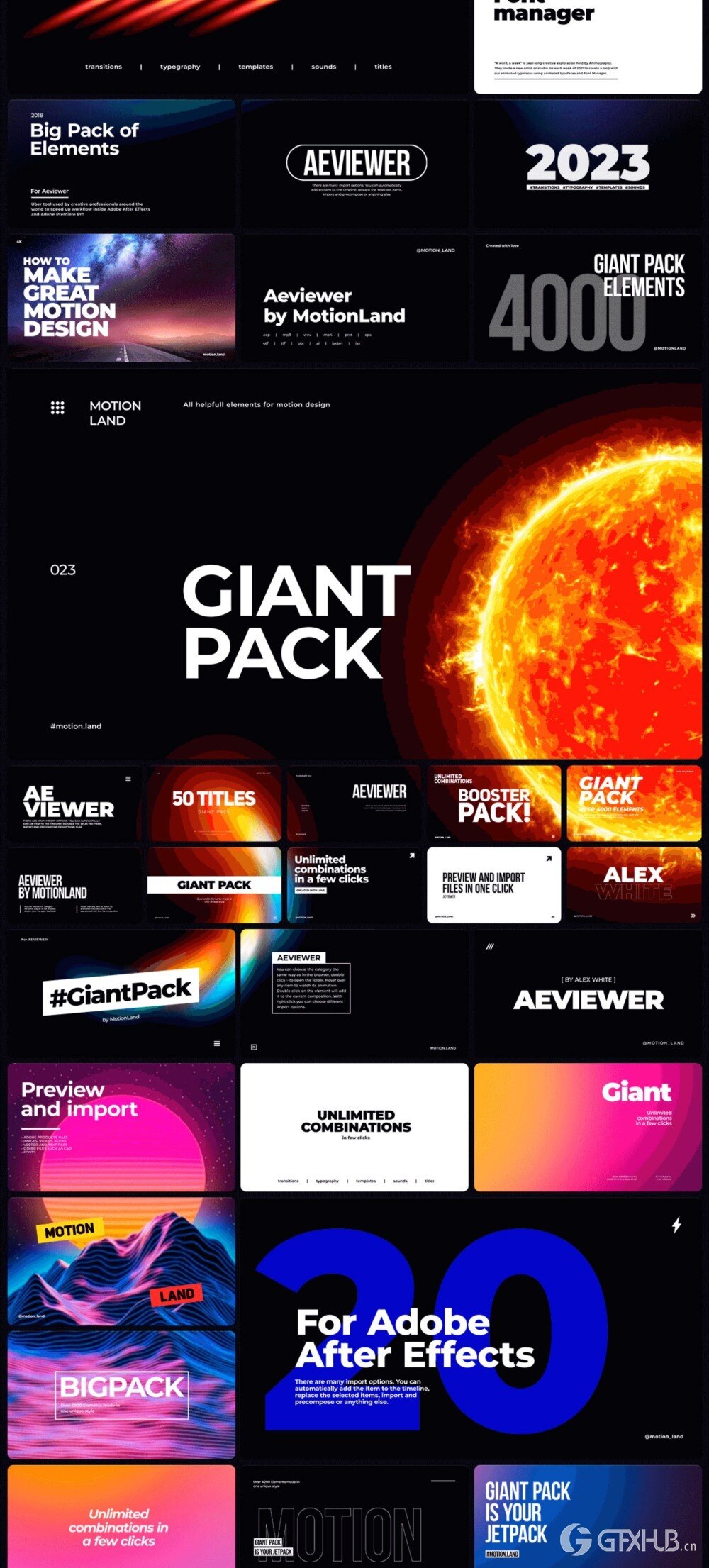 AE脚本-3000种社交媒体图形标题排版转场音效背景图标动画预设 Booster Pack