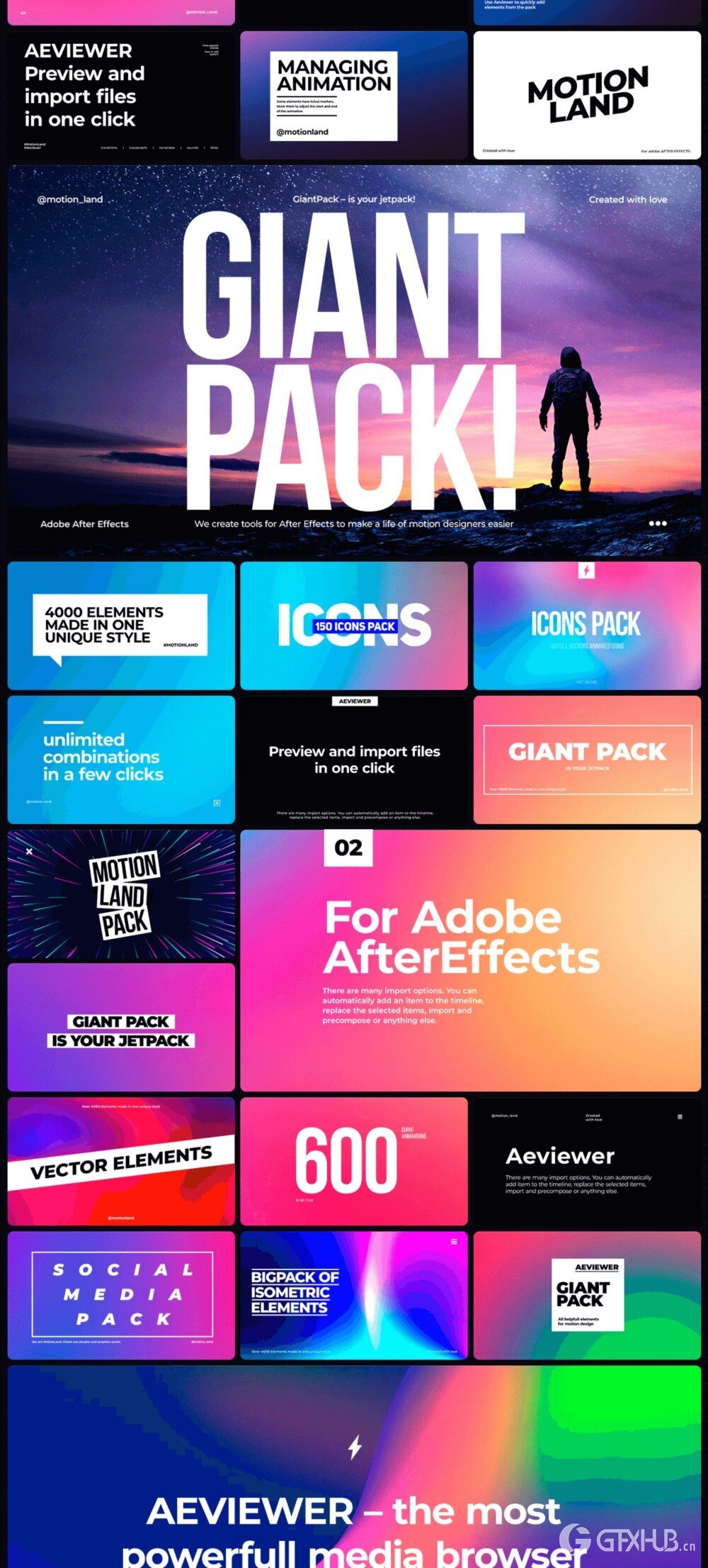 AE脚本-3000种社交媒体图形标题排版转场音效背景图标动画预设 Booster Pack