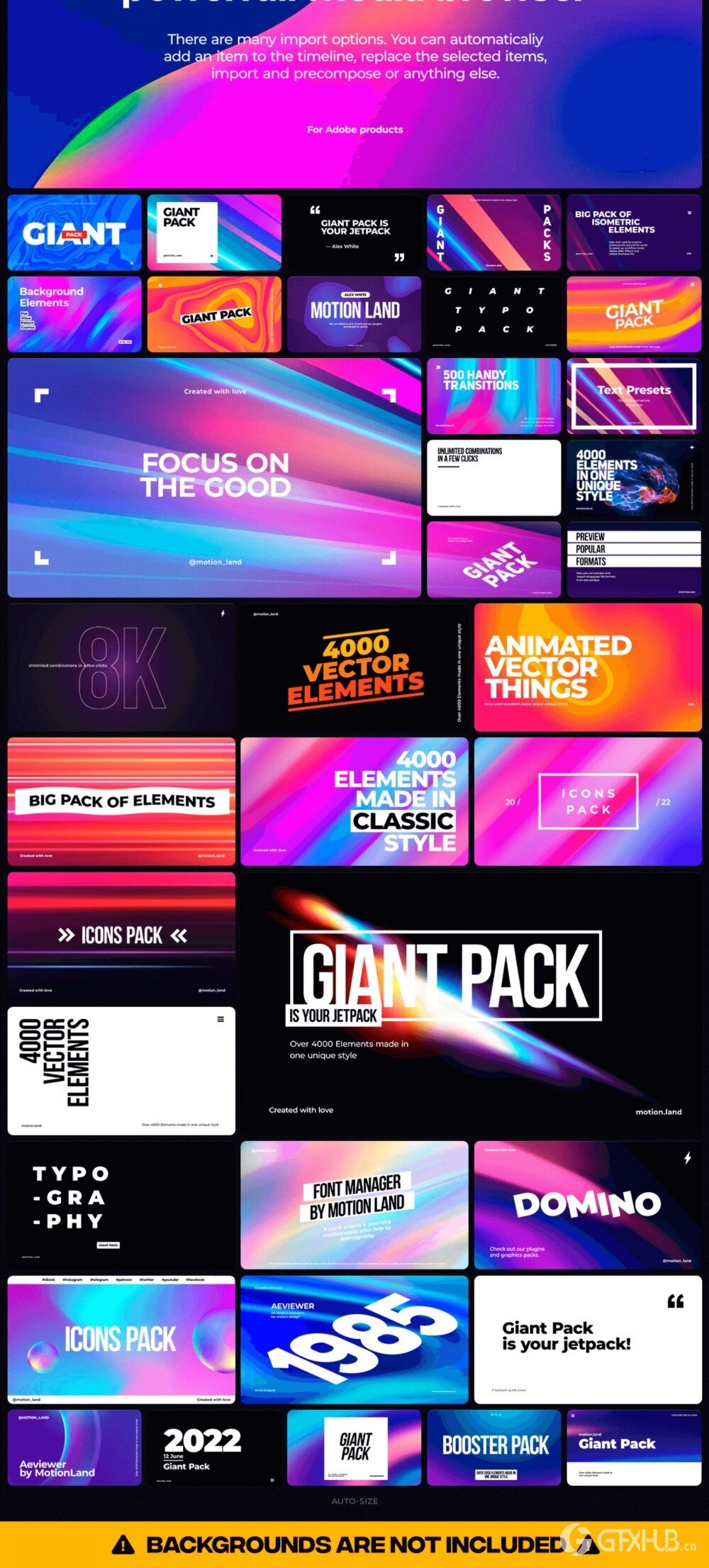 AE脚本-3000种社交媒体图形标题排版转场音效背景图标动画预设 Booster Pack