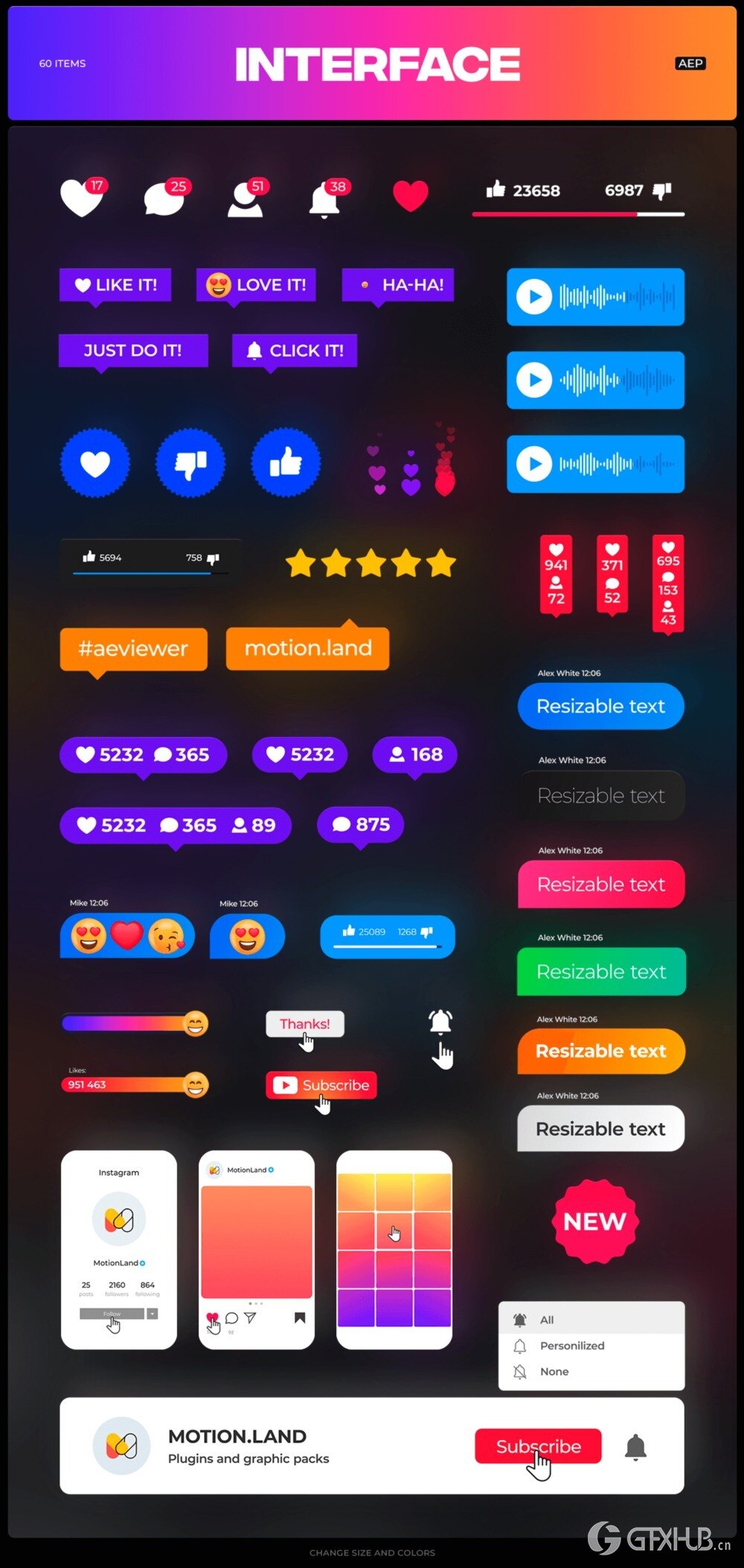 AE脚本-3000种社交媒体图形标题排版转场音效背景图标动画预设 Booster Pack