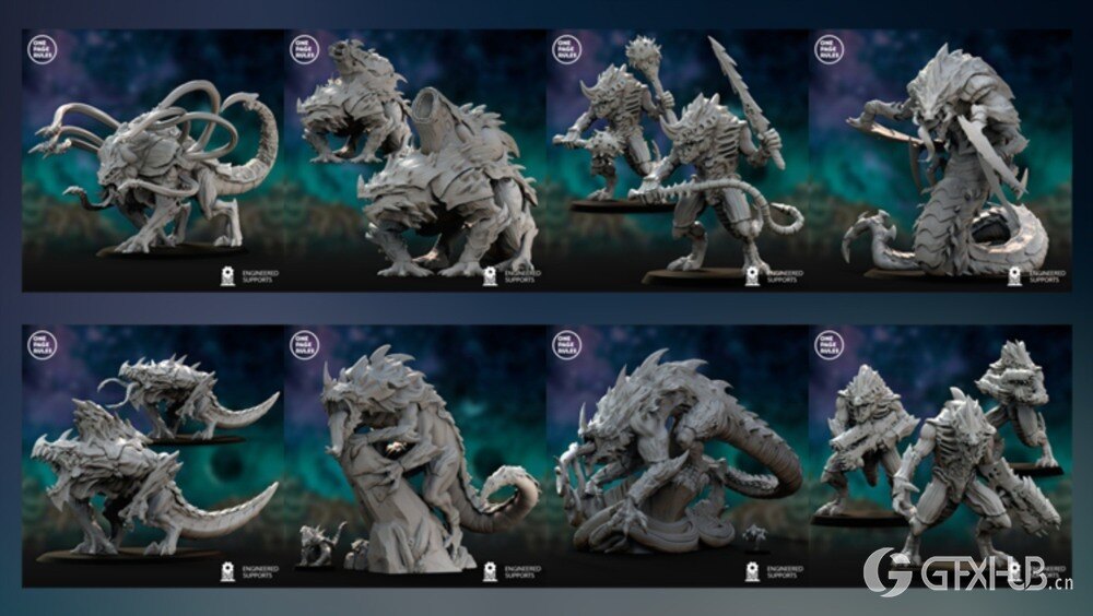 3D 打印模型合集Vol.1 外星人 / 鼠人 / 兽人 One Page Rules - Collection Vol.1