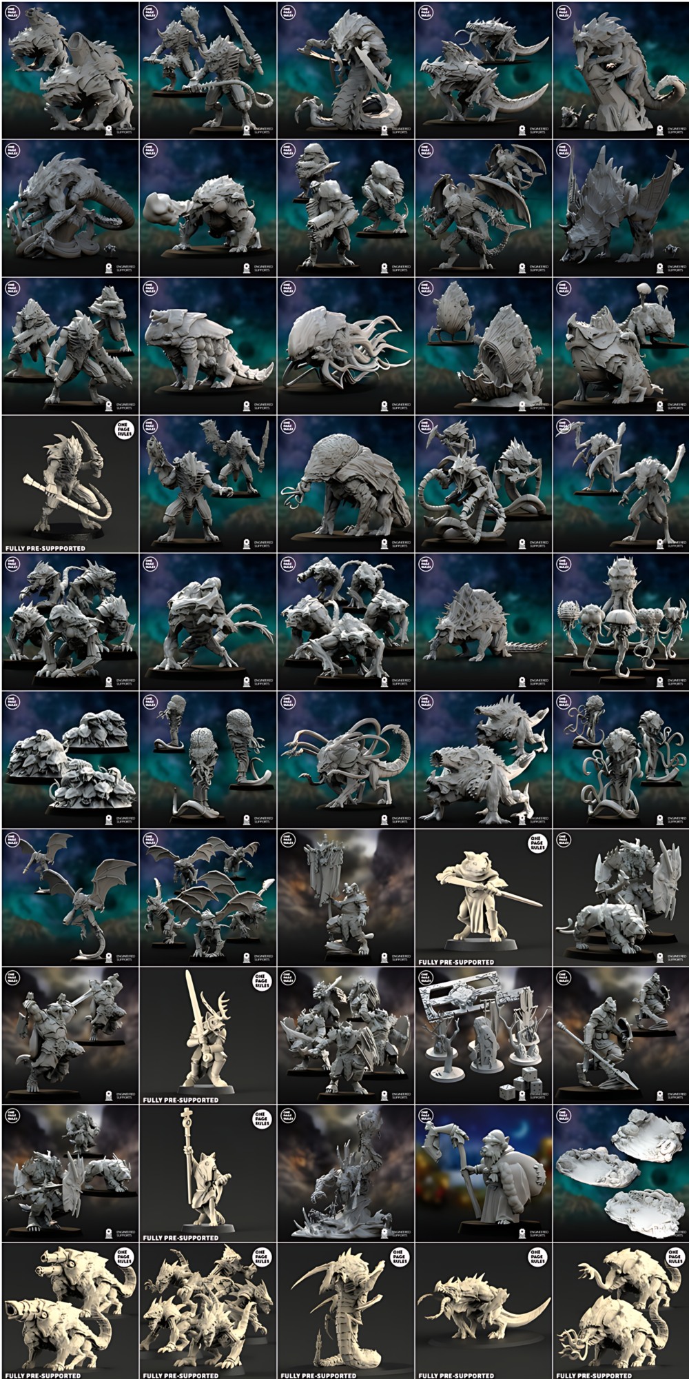 3D 打印模型合集Vol.1 外星人 / 鼠人 / 兽人 One Page Rules - Collection Vol.1